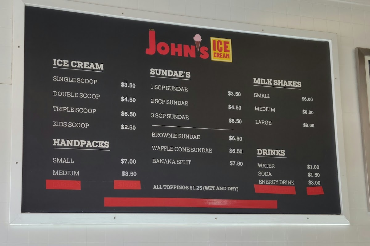 John's Ice Cream Menu - Image 2